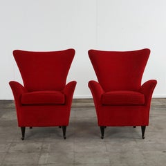Pair of Red Armchairs in the Style of Paolo Buffa, 1960s