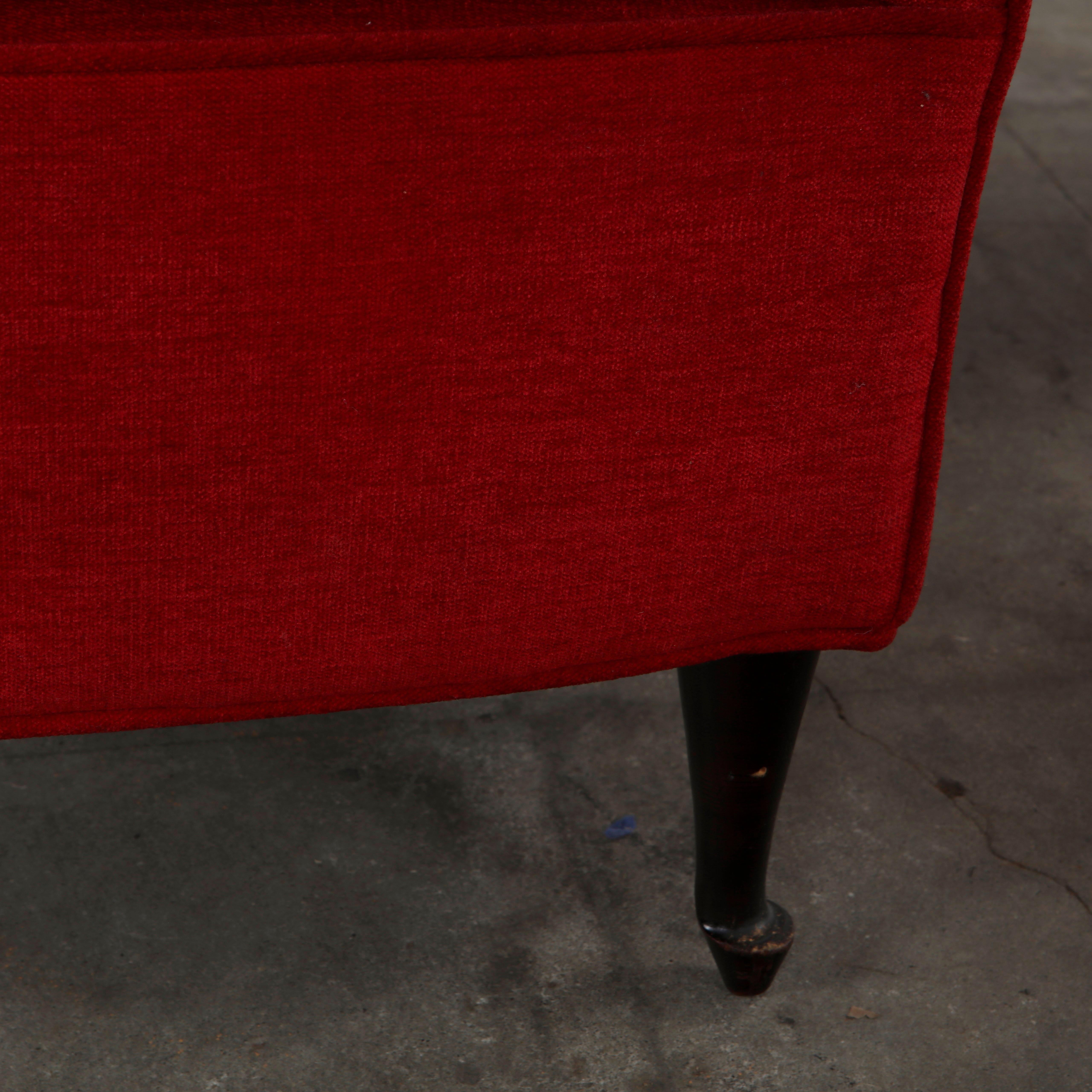 Pair of Red Armchairs in the Style of Paolo Buffa, 1960s For Sale 2