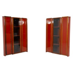 Ein Paar rote Artona-Bücherregale von Afra und Tobia Scarpa, Maxalto, 1960er Jahre