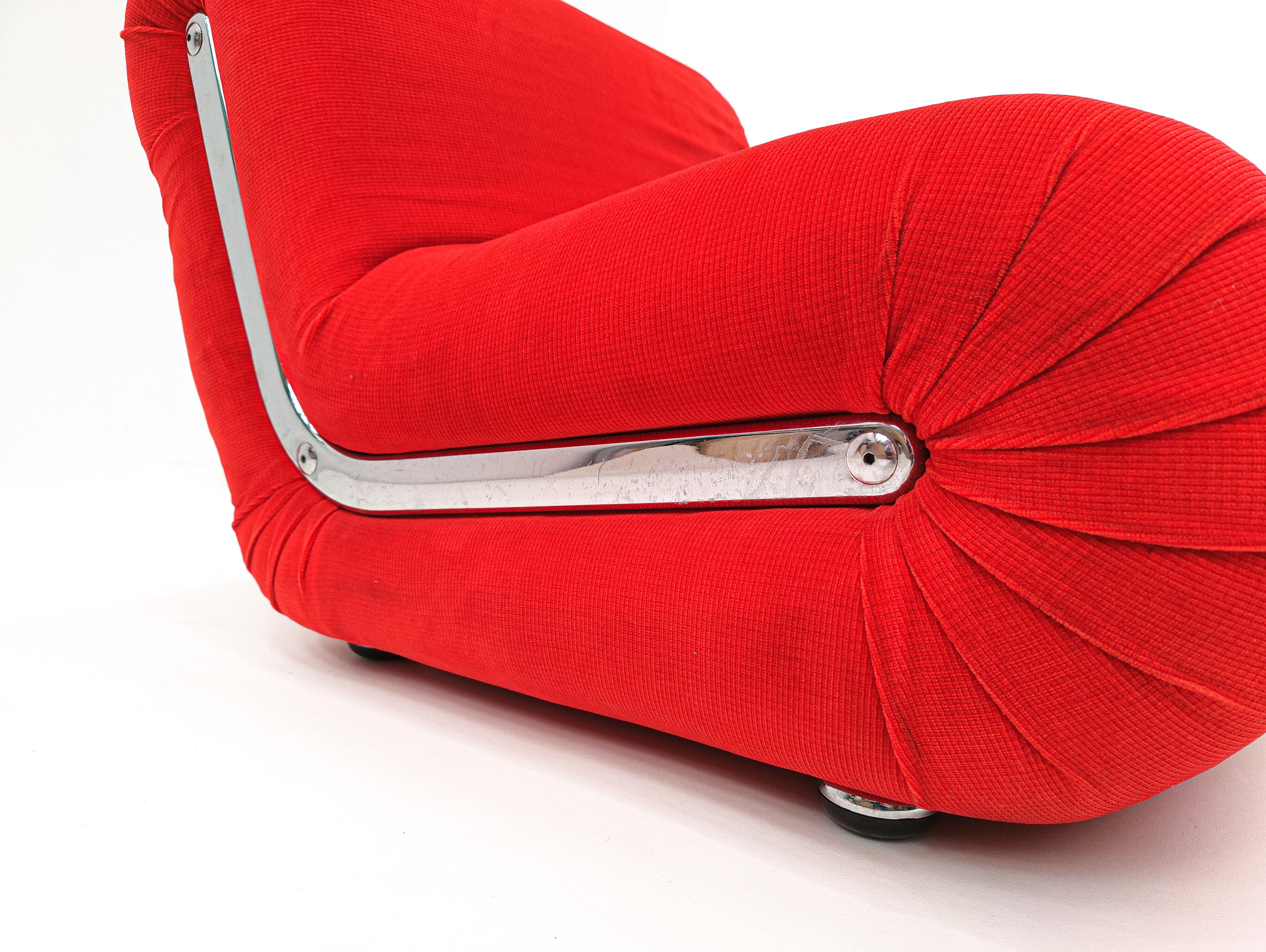 Mid-20th Century Pair of Red Boomerang Easy Chairs by Rodolfo Bonetto, 1960s, Italy