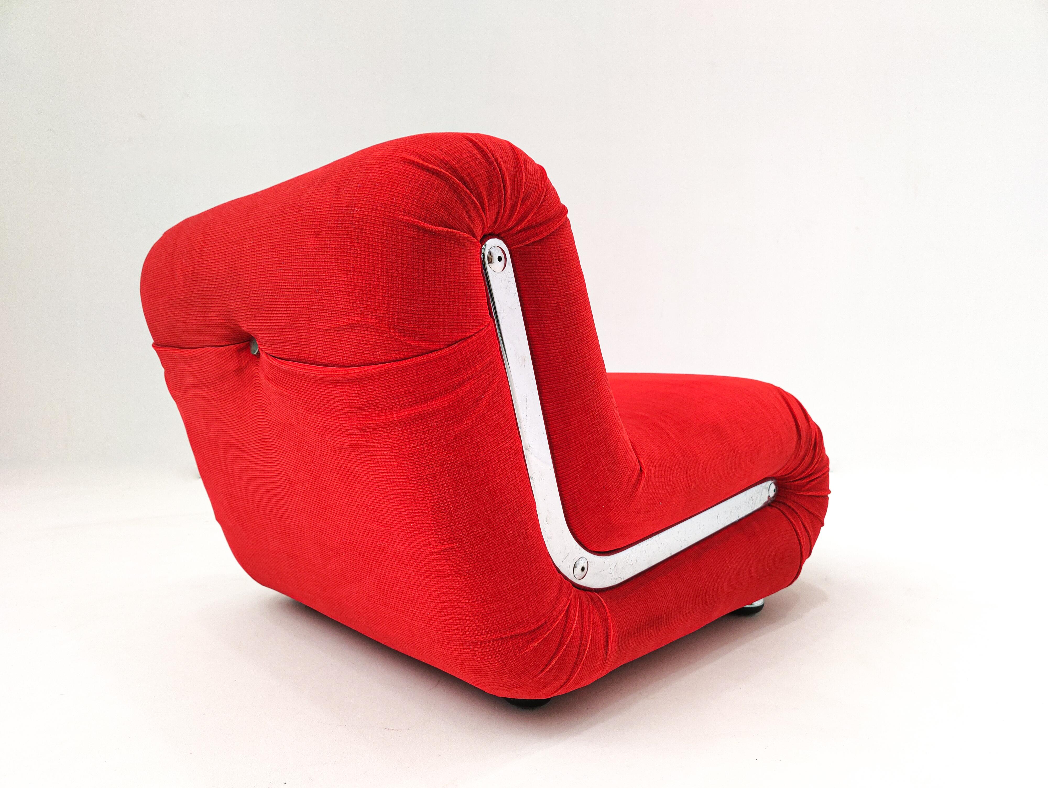 Pair of Red Boomerang Easy Chairs by Rodolfo Bonetto, 1960s, Italy 2