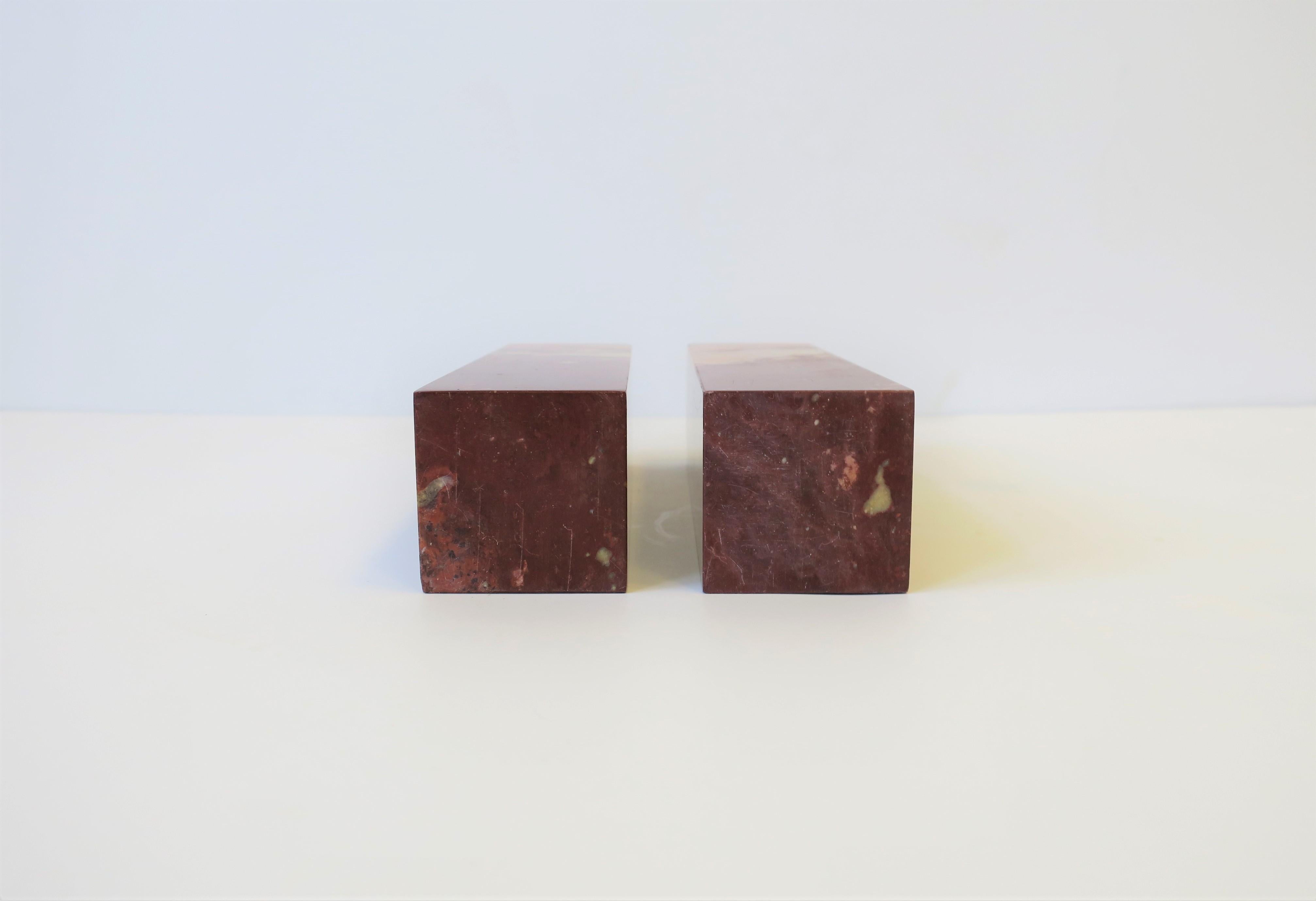 Pair of Red Burgundy Marble Sculptures or Bookends 2