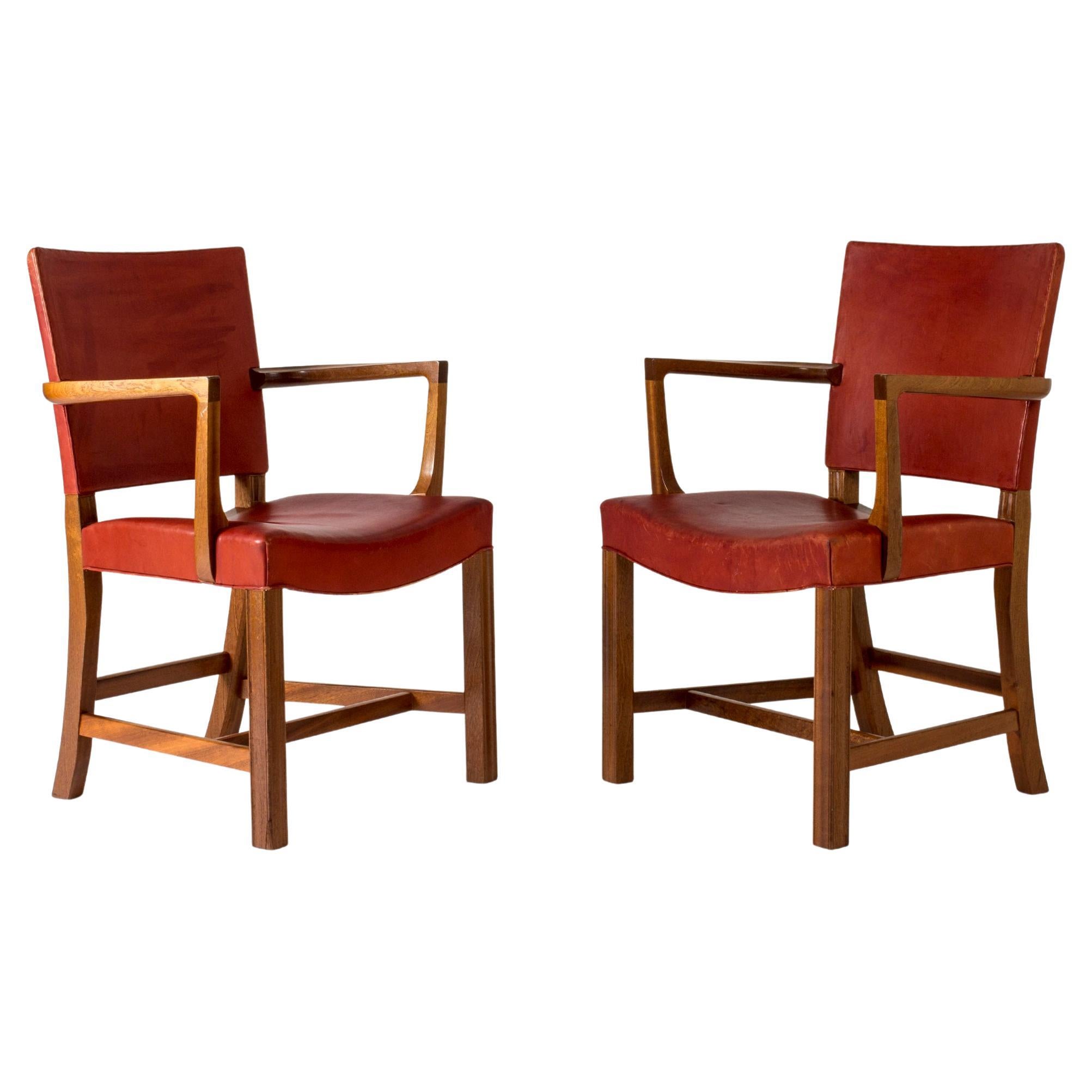 Pair of "Red Chair" Armchairs by Kaare Klint, Denmark, 1950s