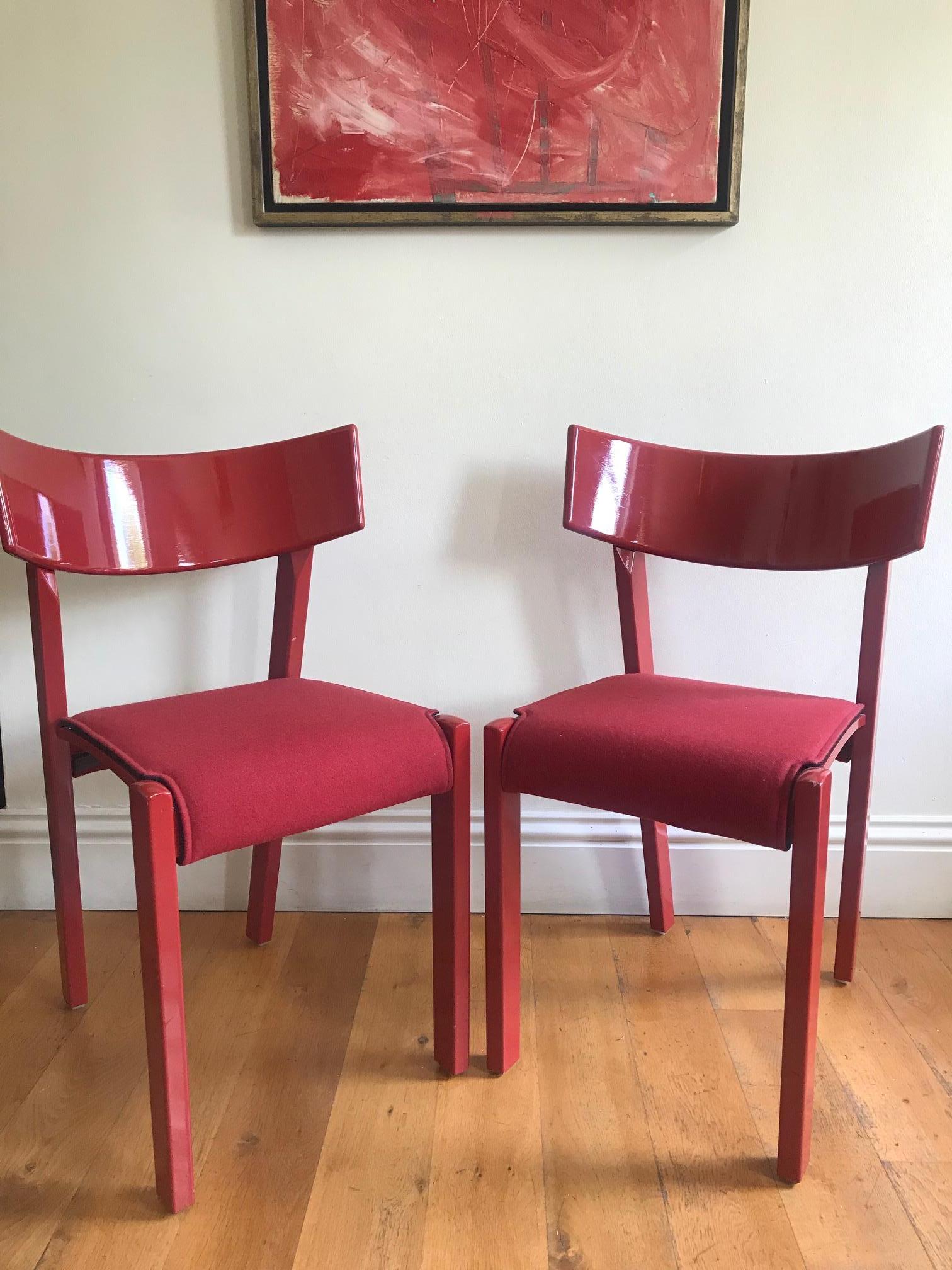 Mid-Century Modern Pair of Red Chairs by Ralf Lindberg for Garsnas
