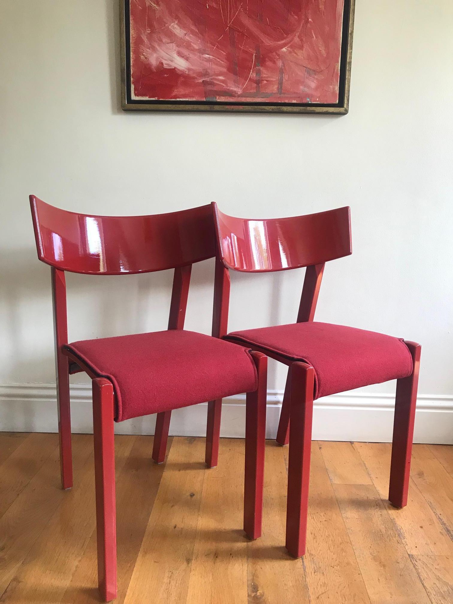 Swedish Pair of Red Chairs by Ralf Lindberg for Garsnas