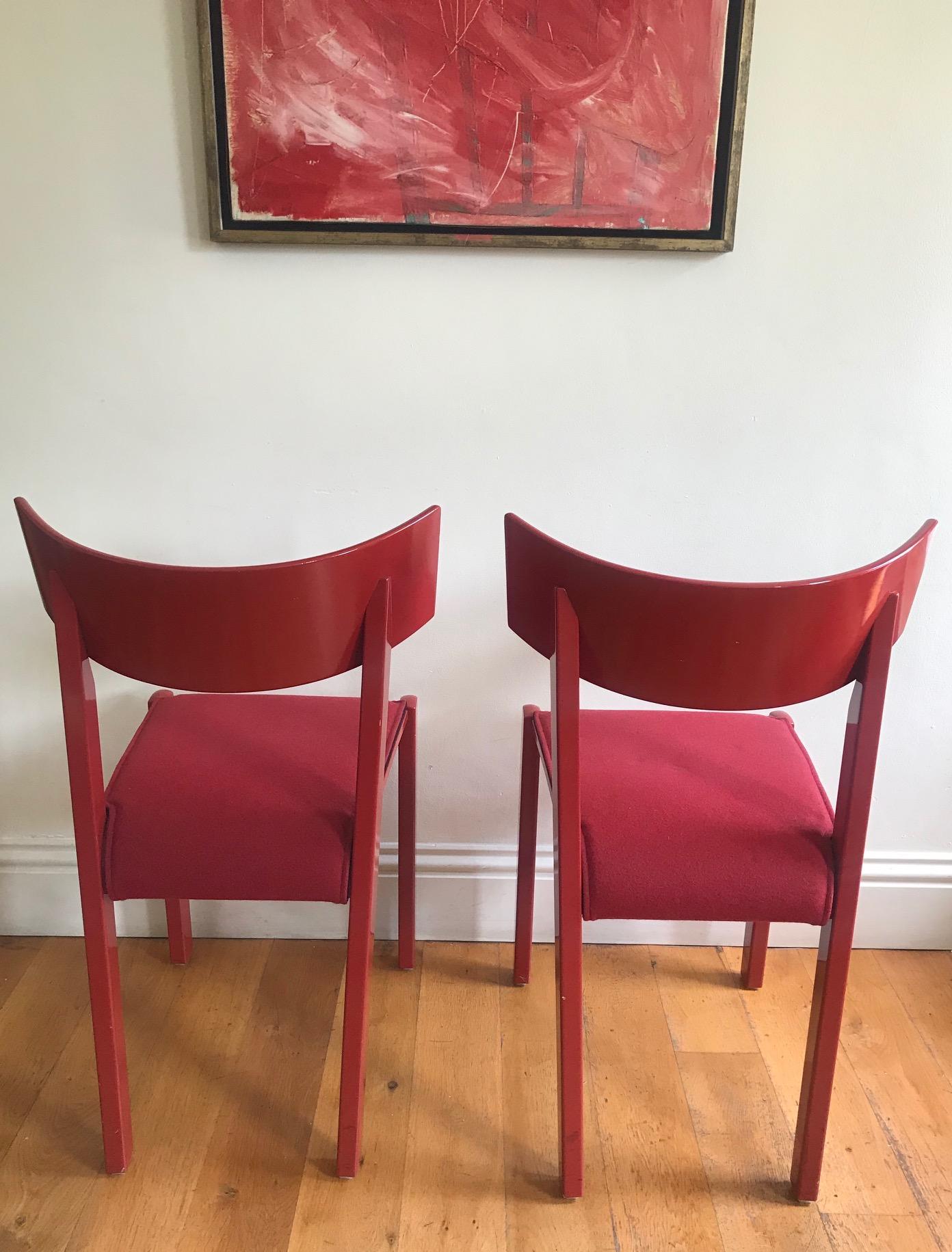 Wood Pair of Red Chairs by Ralf Lindberg for Garsnas