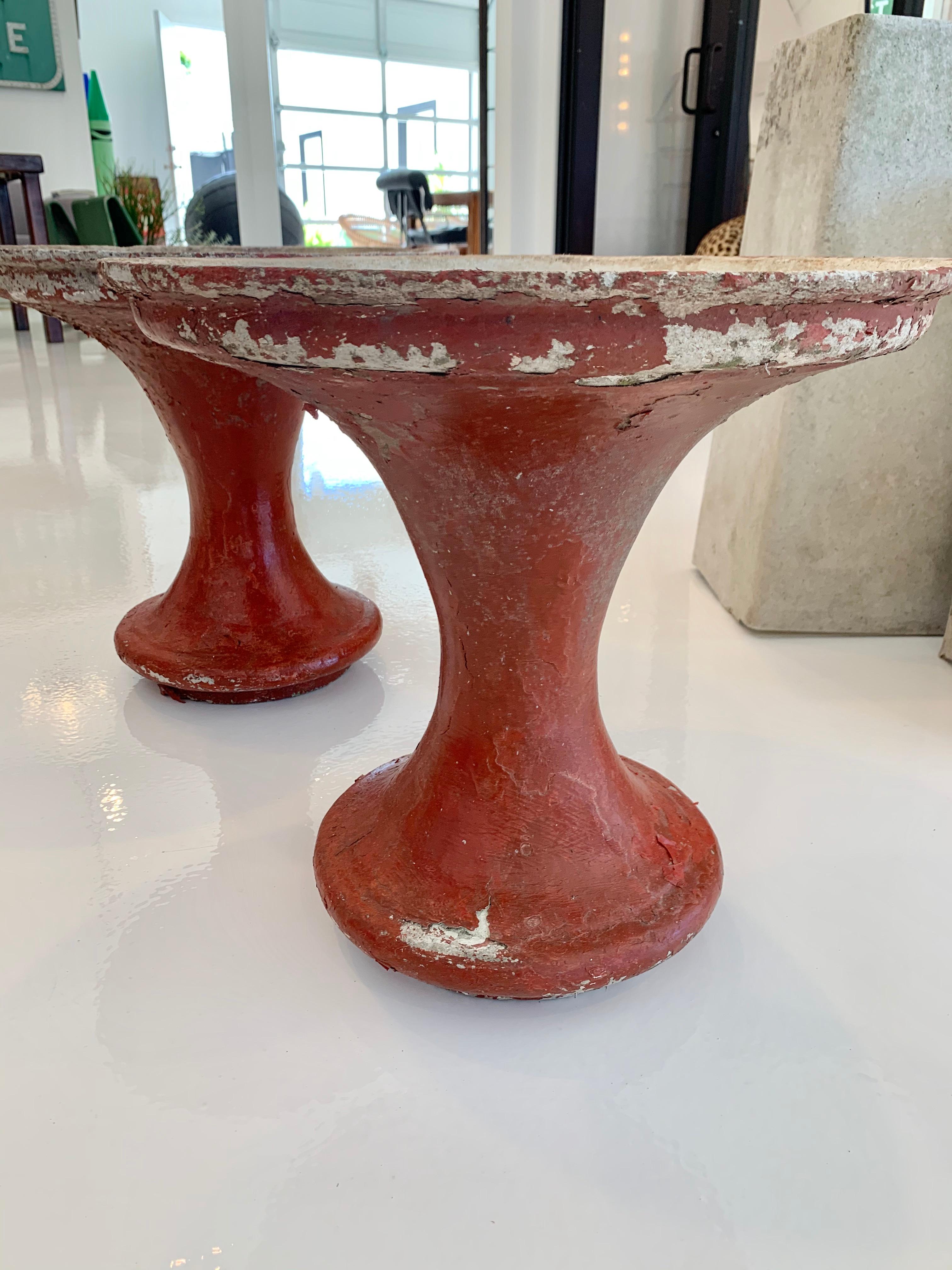 Pair of Red Champagne Glass Planters by Willy Guhl In Good Condition In Los Angeles, CA
