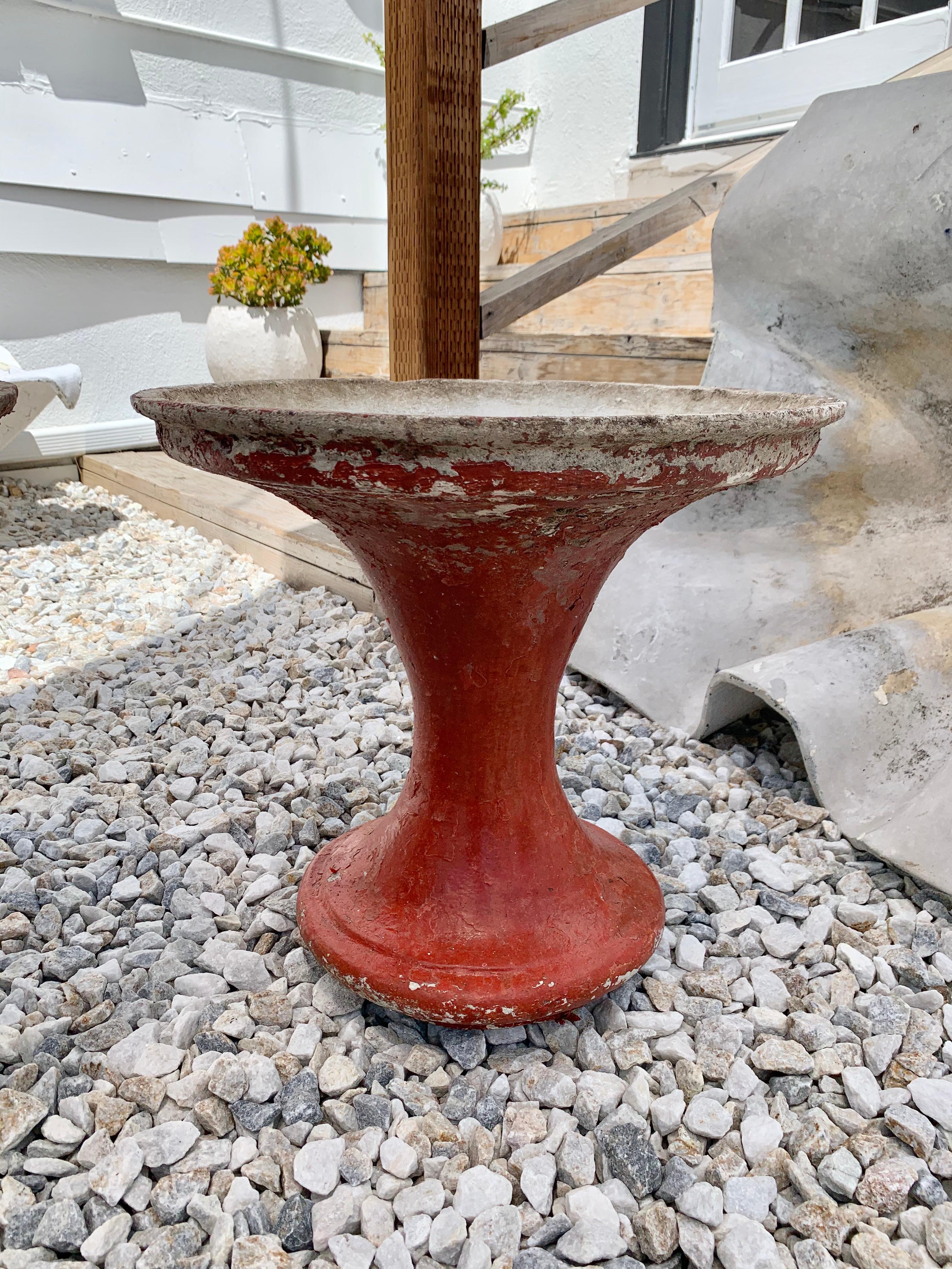 Cement Pair of Red Champagne Glass Planters by Willy Guhl