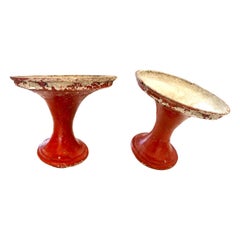 Pair of Red Champagne Glass Planters by Willy Guhl
