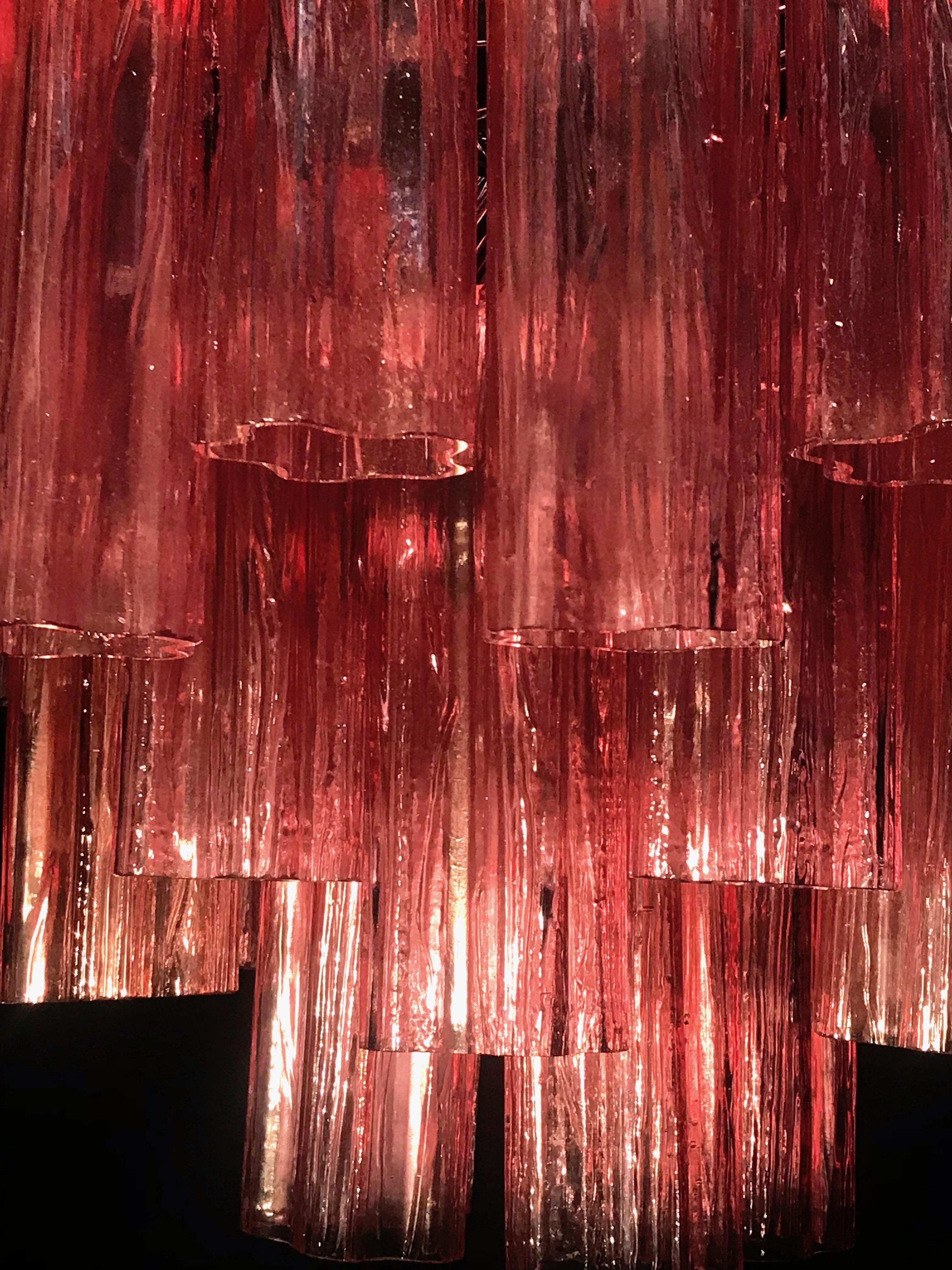 Coppia di lampadari Tronchi in vetro corallo rosso 1970 in vendita 4