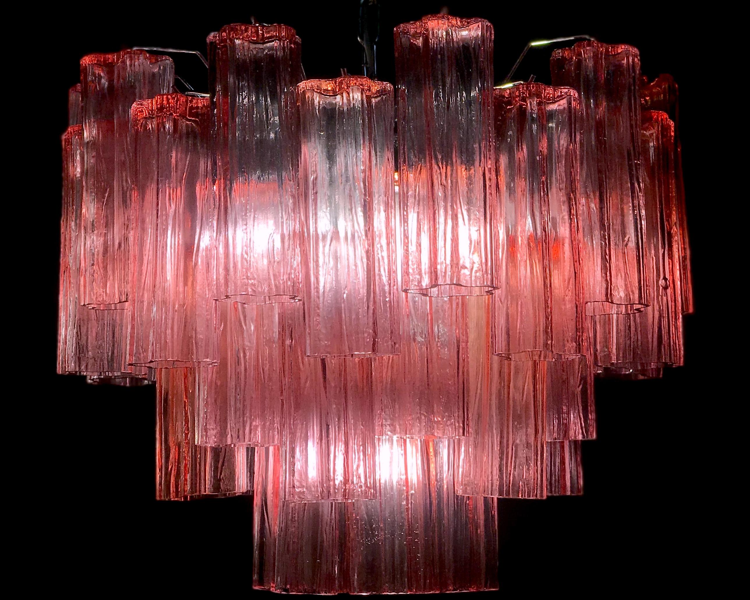 Pair of Red Coral Murano Glass Tronchi Chandelier 1970 For Sale 8