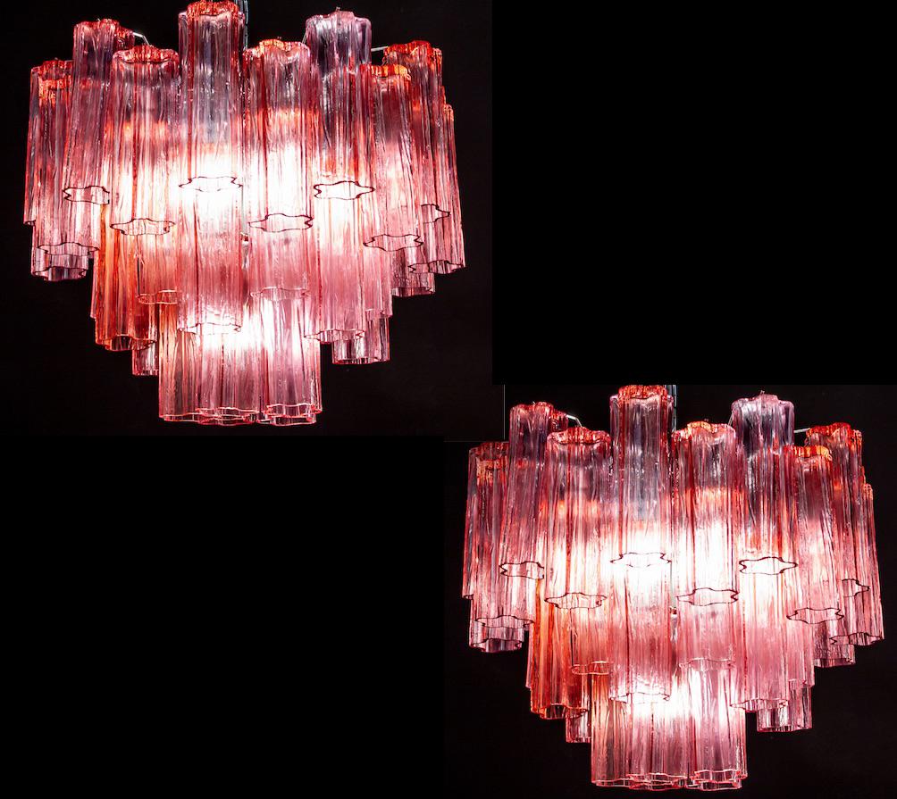 Pair of Red Coral Murano Glass Tronchi Chandelier 1970 For Sale 12
