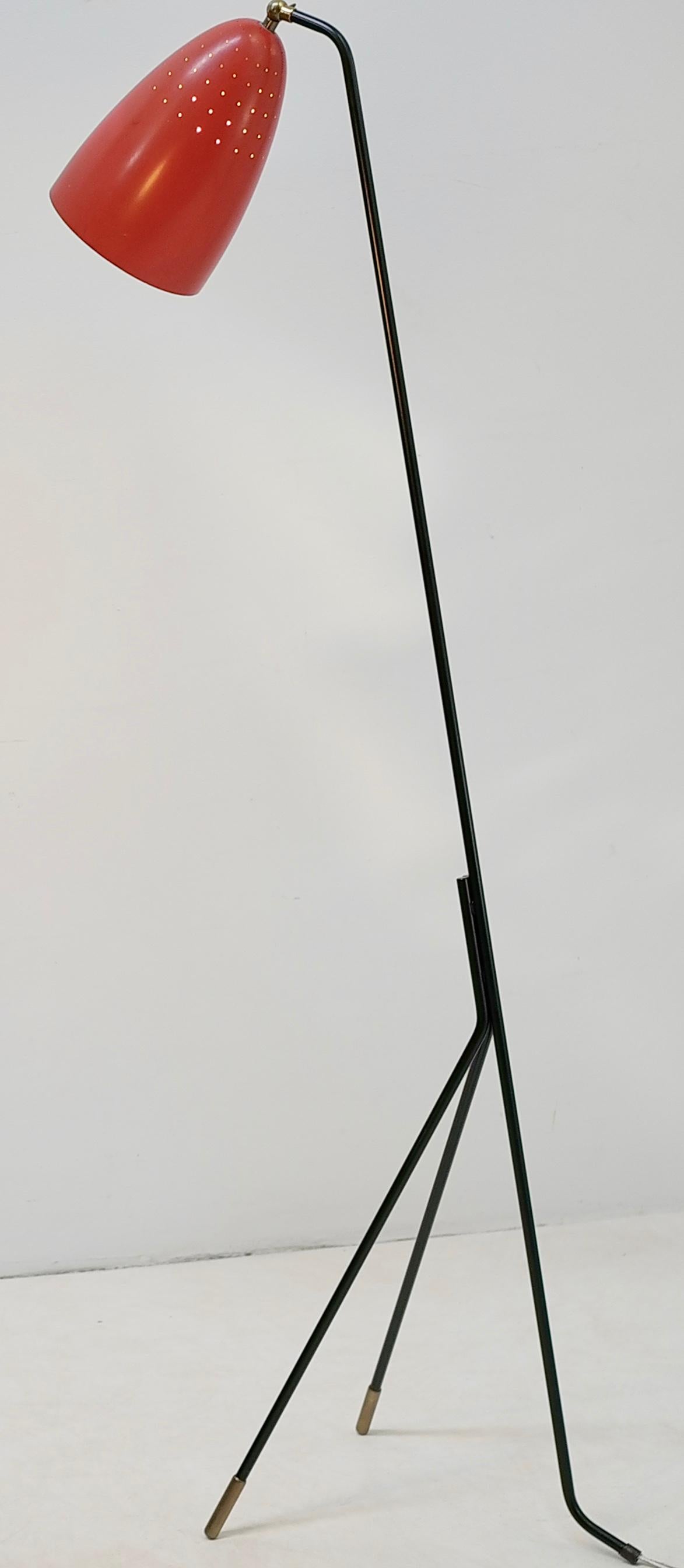 20th Century Pair of Red Danish Grasshopper Floor Lamps by Svend Aage Holm Sørensen For Sale