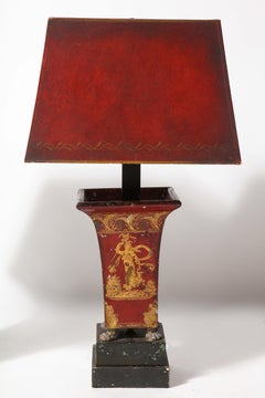 Pair of Red Decorated Lamps