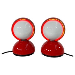 Pair of Red Eclisse Table Lamps by Vico Magistretti for Artemide, 1960s