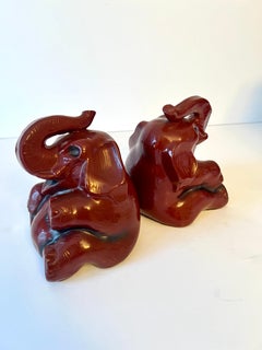 Pair of Red Elephant Bookends