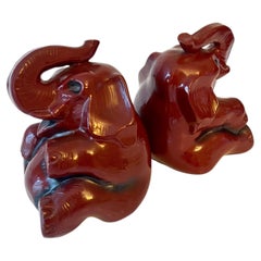 Pair of Red Elephant Bookends