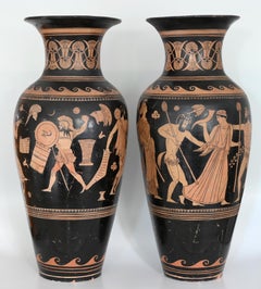 Pair of Red-Figure Black-Ground Vases, 1810-1850, Italy, Terracotta, Grand Tour