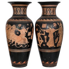 Pair of Red-Figure Black-Ground Vases, 1810-1850, Italy, Terracotta, Grand Tour