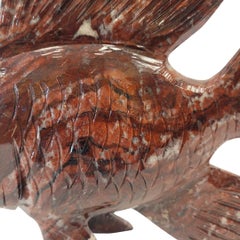 Pair of Red fish of Chinese sculpted in a single block of Red Jasper.