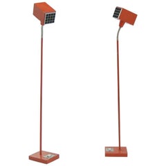 Vintage Pair of Red Floor Lamps Model “Elidus Kuben” by Hans-Agne Jakobsson Sweden 1960s