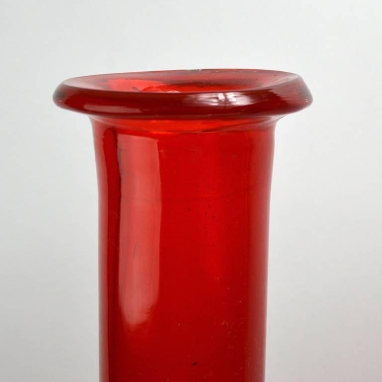 Pair of Red Glass Vases Attributed to Erickson For Sale at 1stDibs