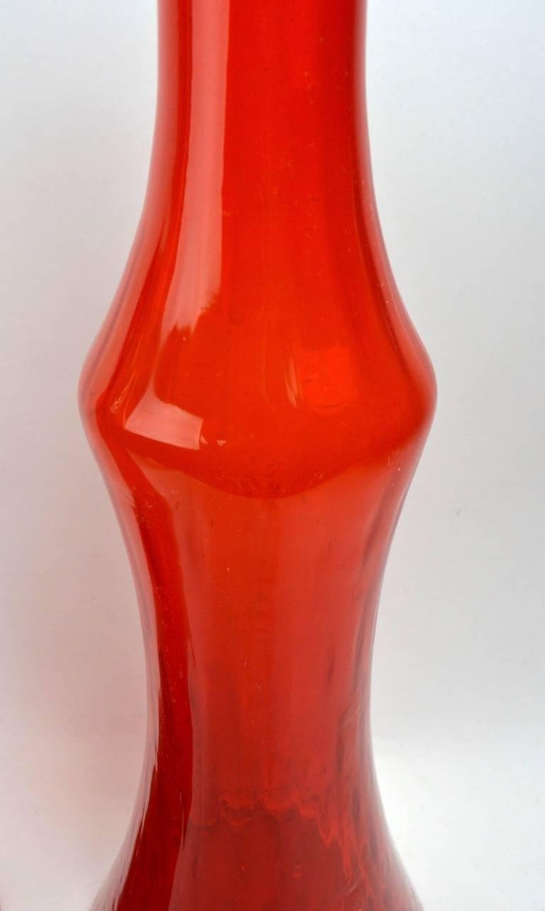 Pair of Red Glass Vases Attributed to Erickson For Sale at 1stDibs