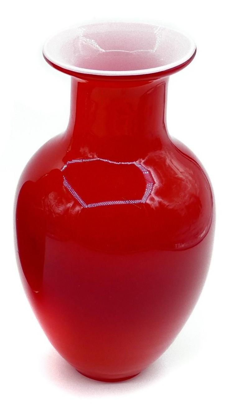 Pair of Red Glass Vases, Late 20th Century at 1stDibs