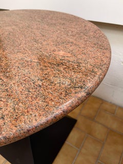 Pair of Red Granite and Brass Side Tables, Italy, 1980s