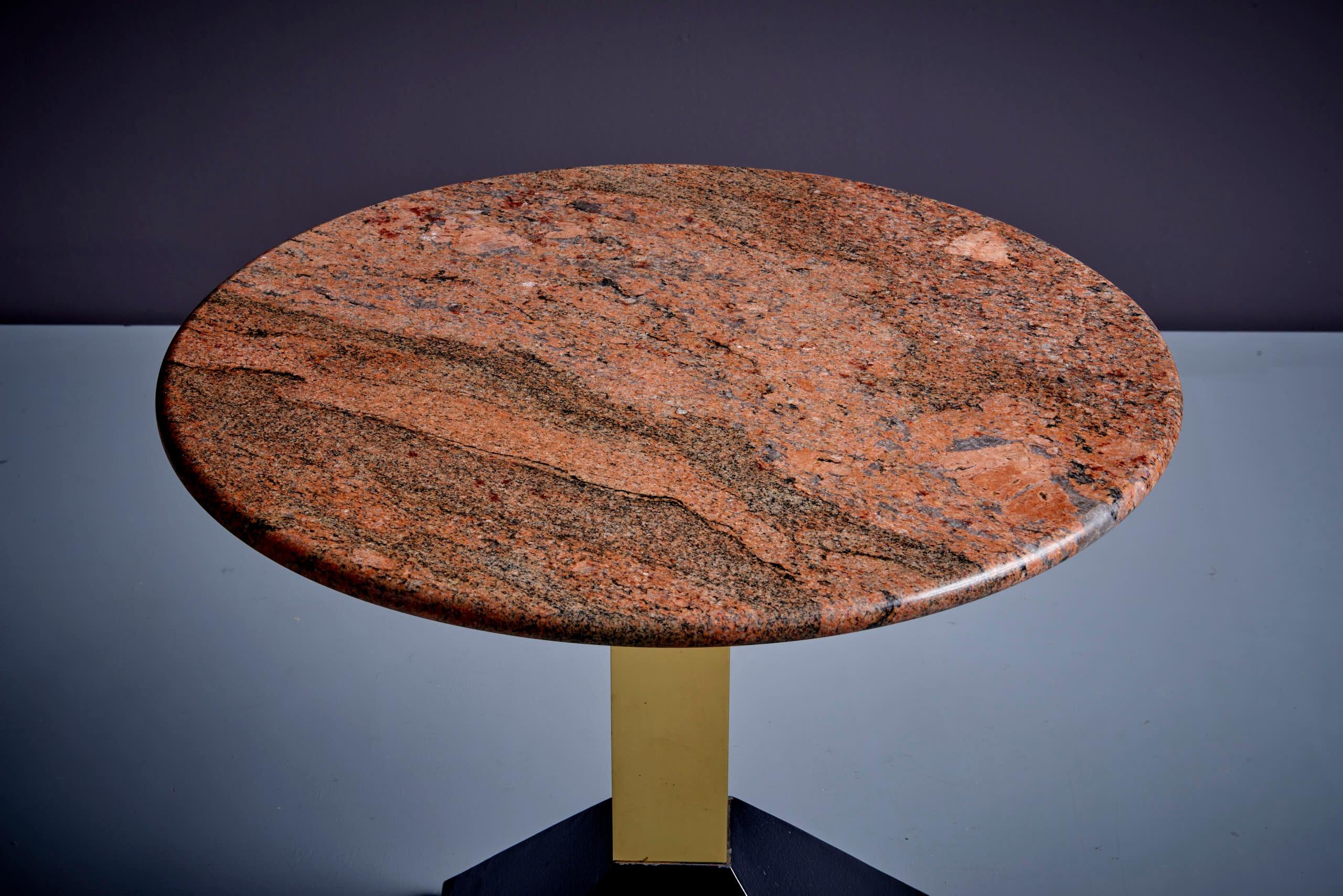 Italian Pair of Red Granite Side Tables, Italy, 1950s For Sale