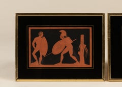 Pareja de Estampas Greco Romanas Rojas en Marcos Pintados al Revés y Dorados, EE.UU.