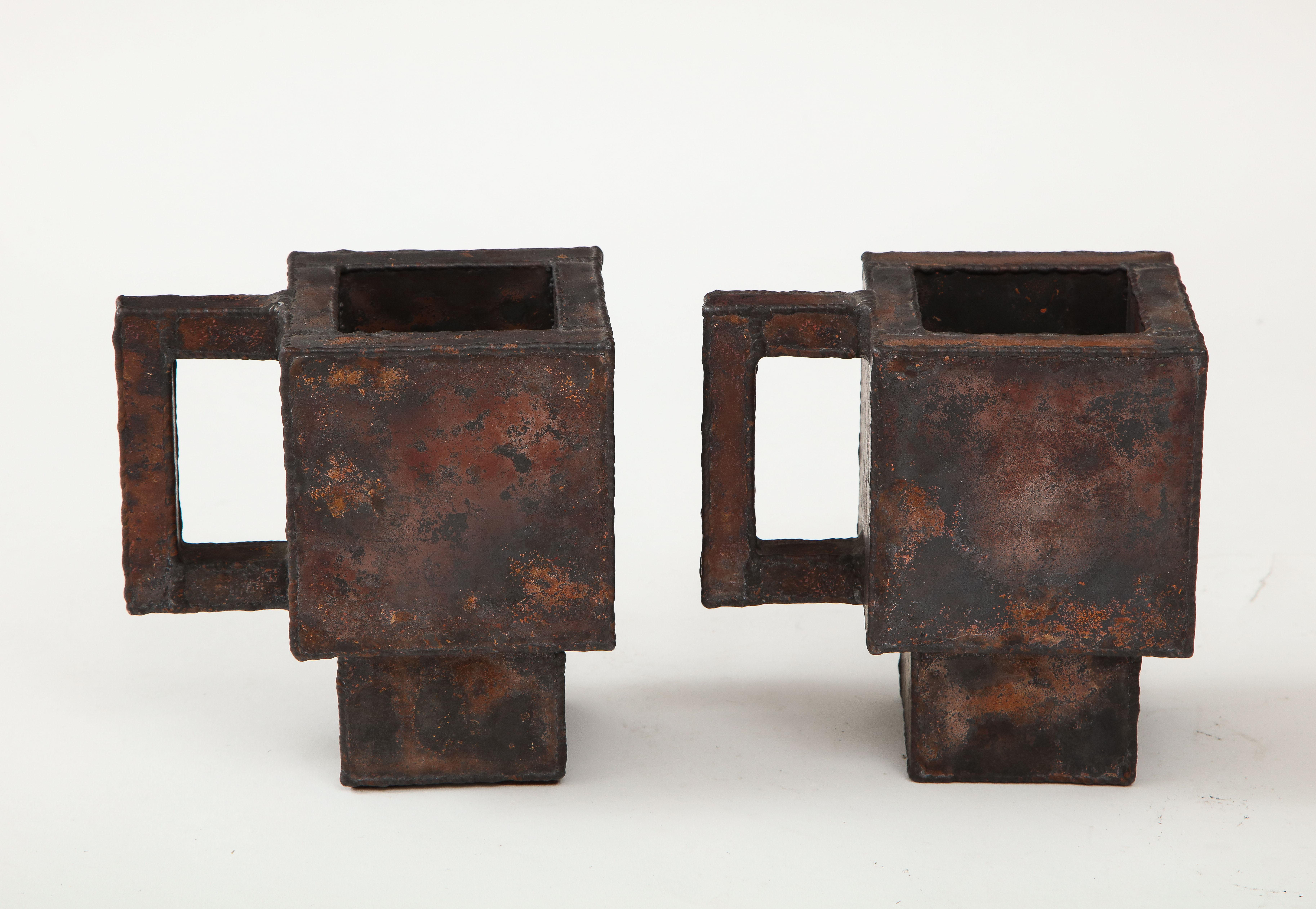 Pair of Red & Green Enameled Copper Mugs by Kwangho Lee, c. 2012 For Sale 2