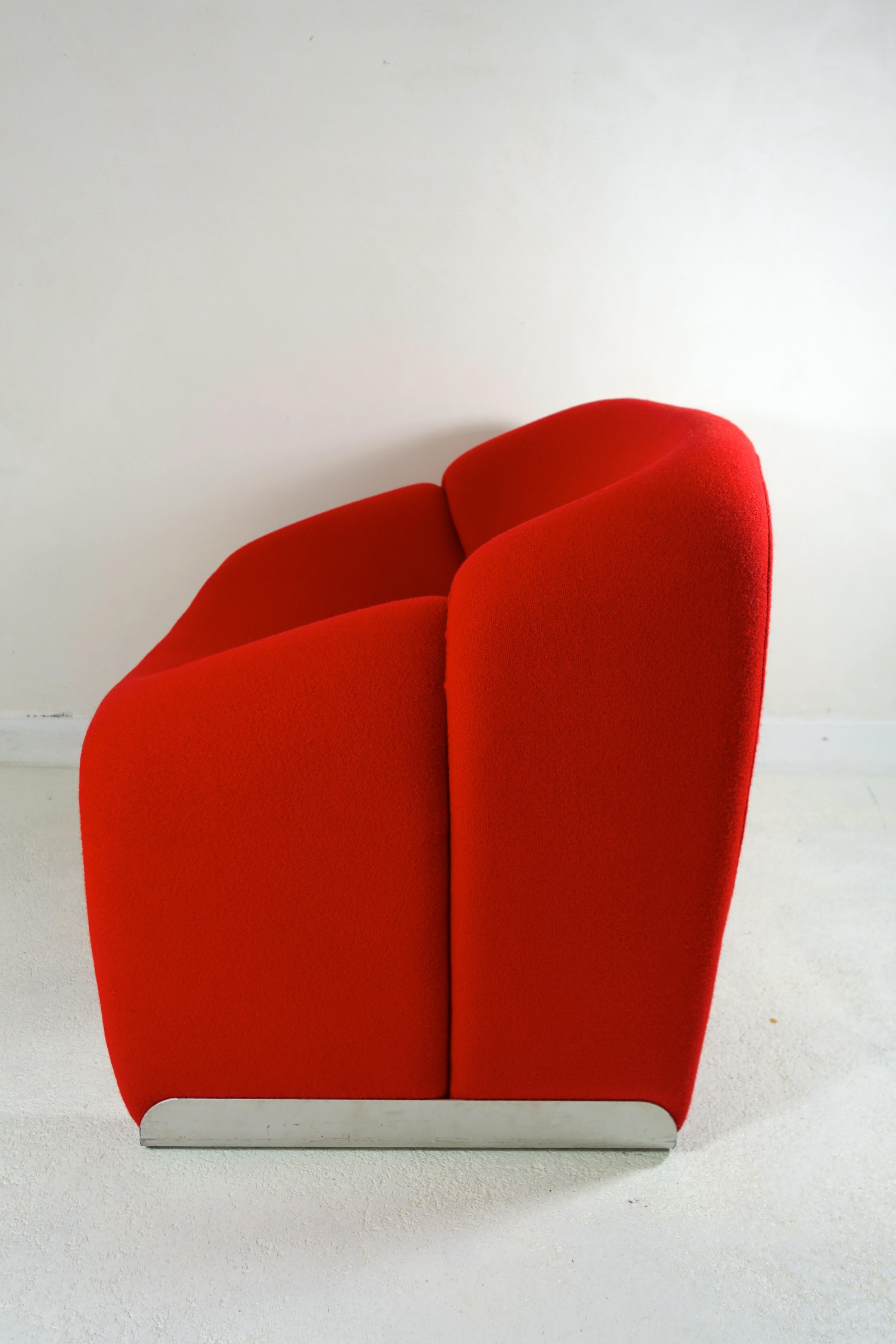 Pair of Red Groovy Chairs F598 Silver Colored Feet by Pierre Paulin for Artifort In Good Condition In Doornspijk, NL