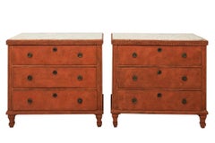 Pair of Red Gustavian Commodes