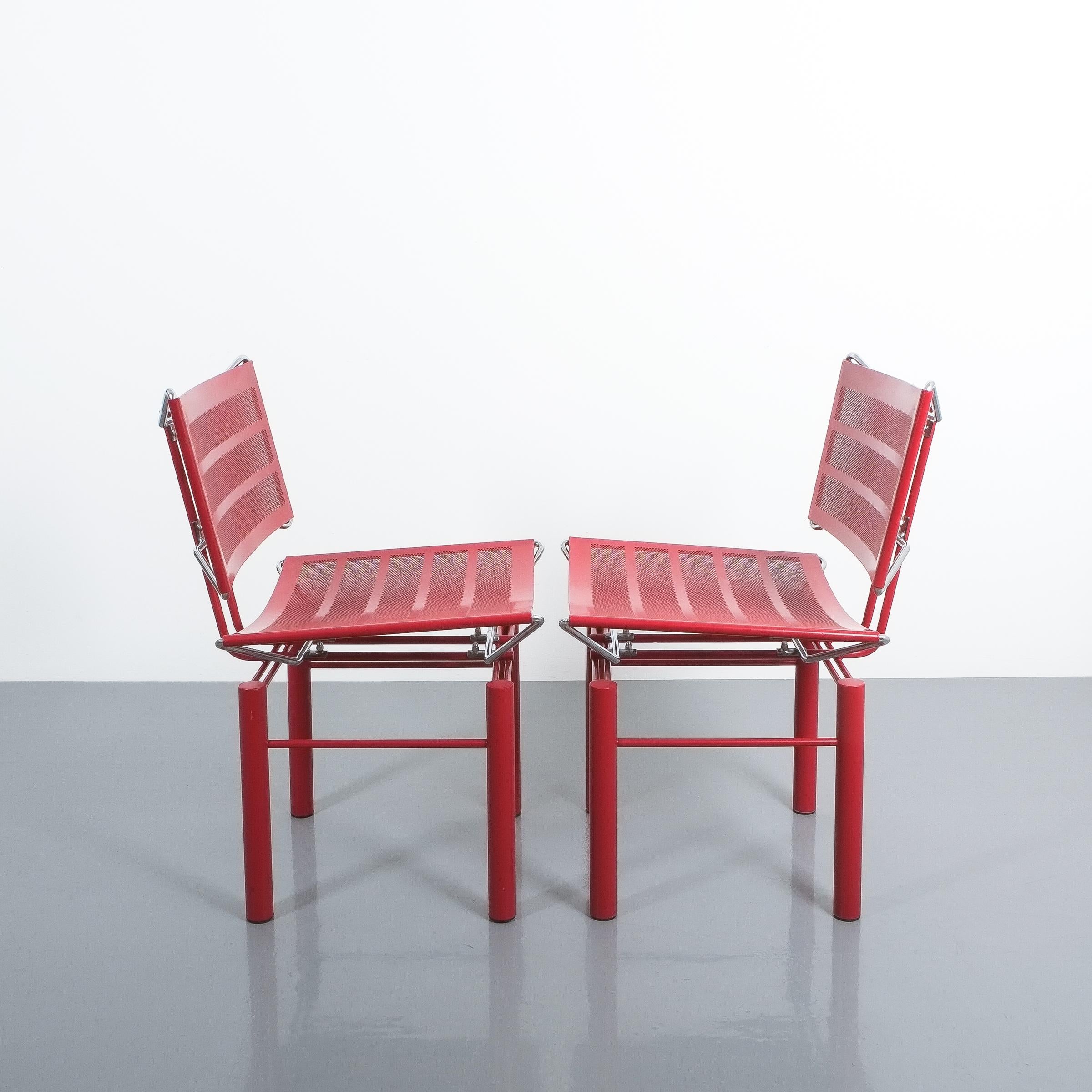 Pair of Red Hans Ullrich Bitsch Chairs Series 8600 For Sale 4