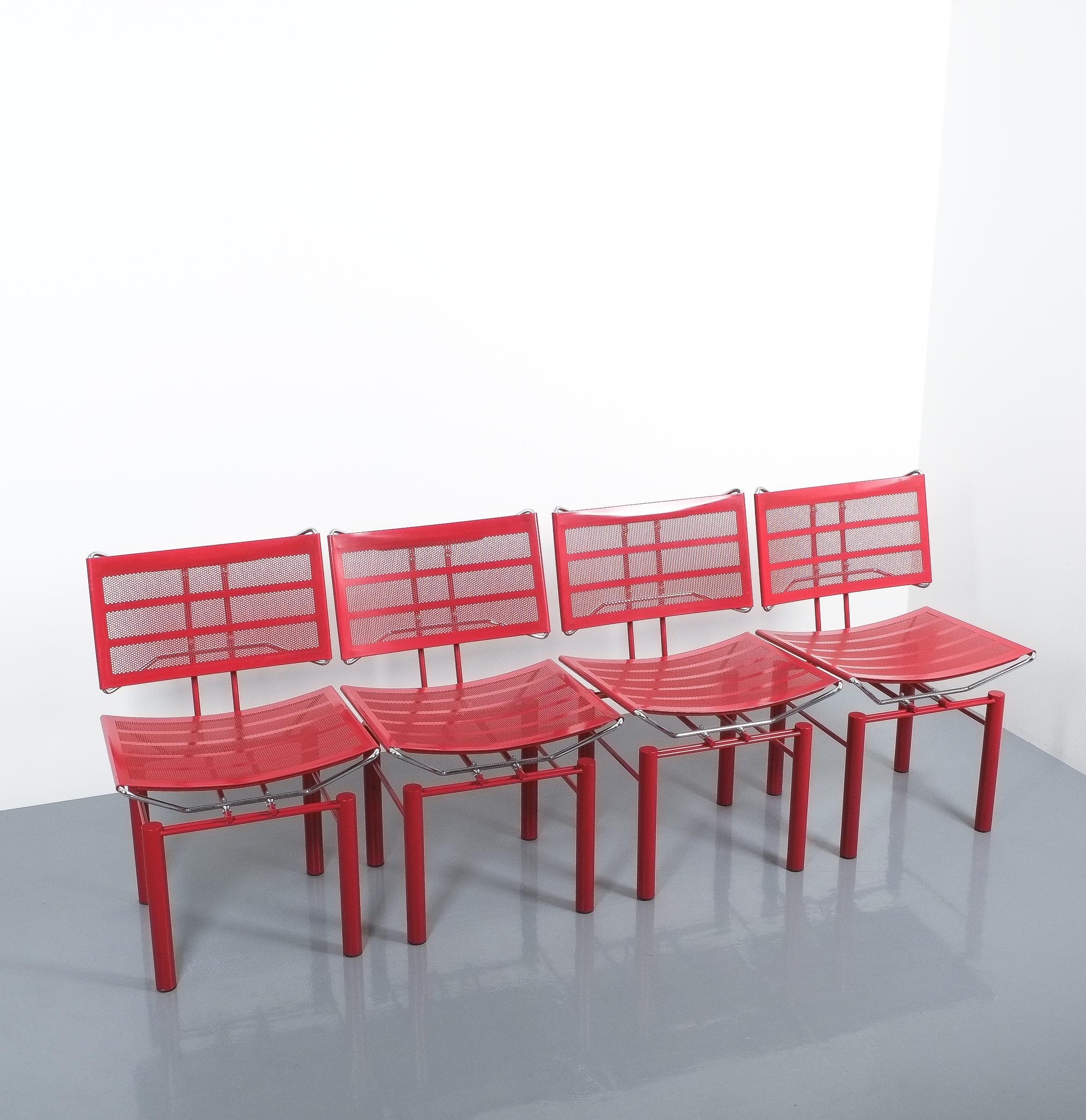 Post-Modern Pair of Red Hans Ullrich Bitsch Chairs Series 8600 For Sale