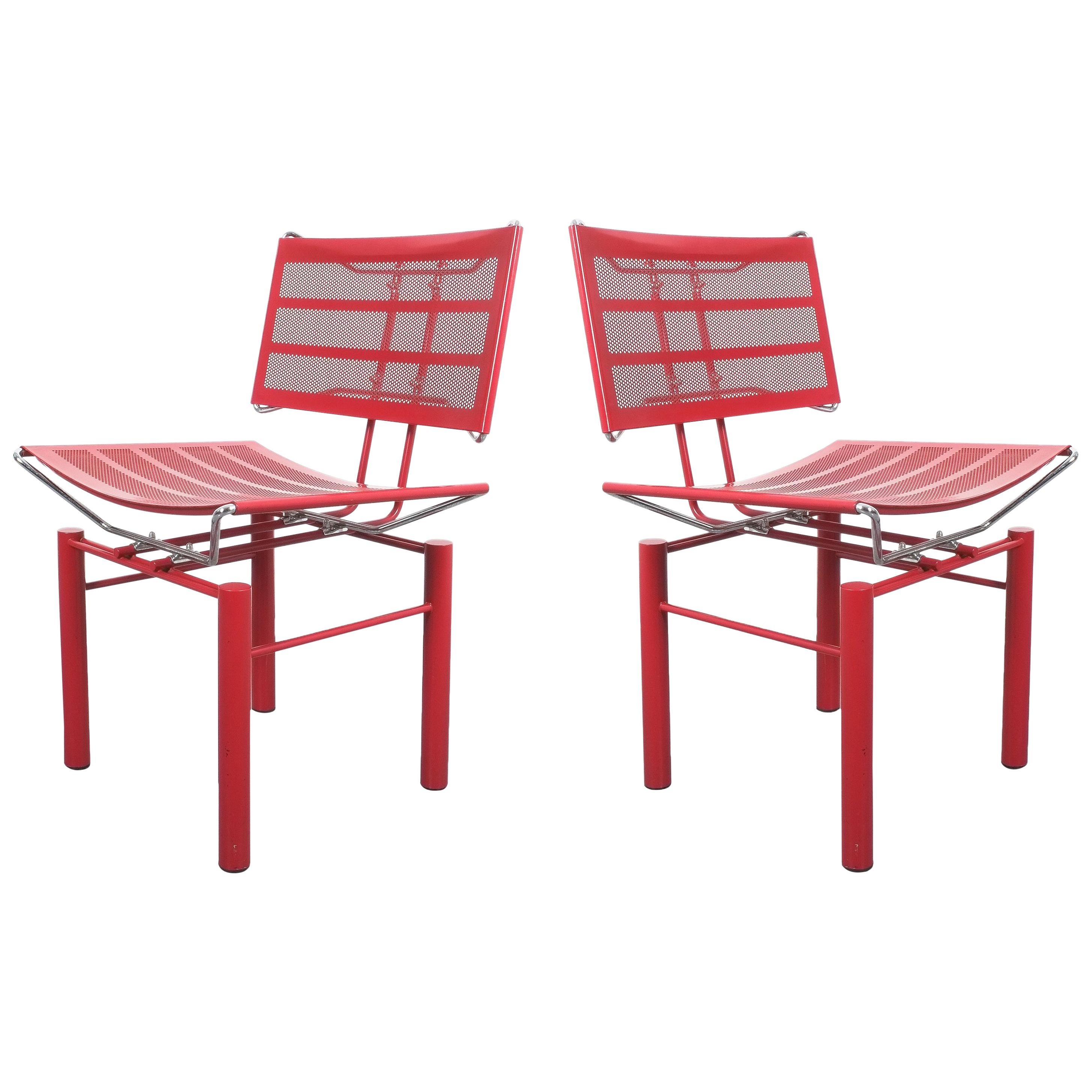 Pair of Red Hans Ullrich Bitsch Chairs Series 8600 For Sale
