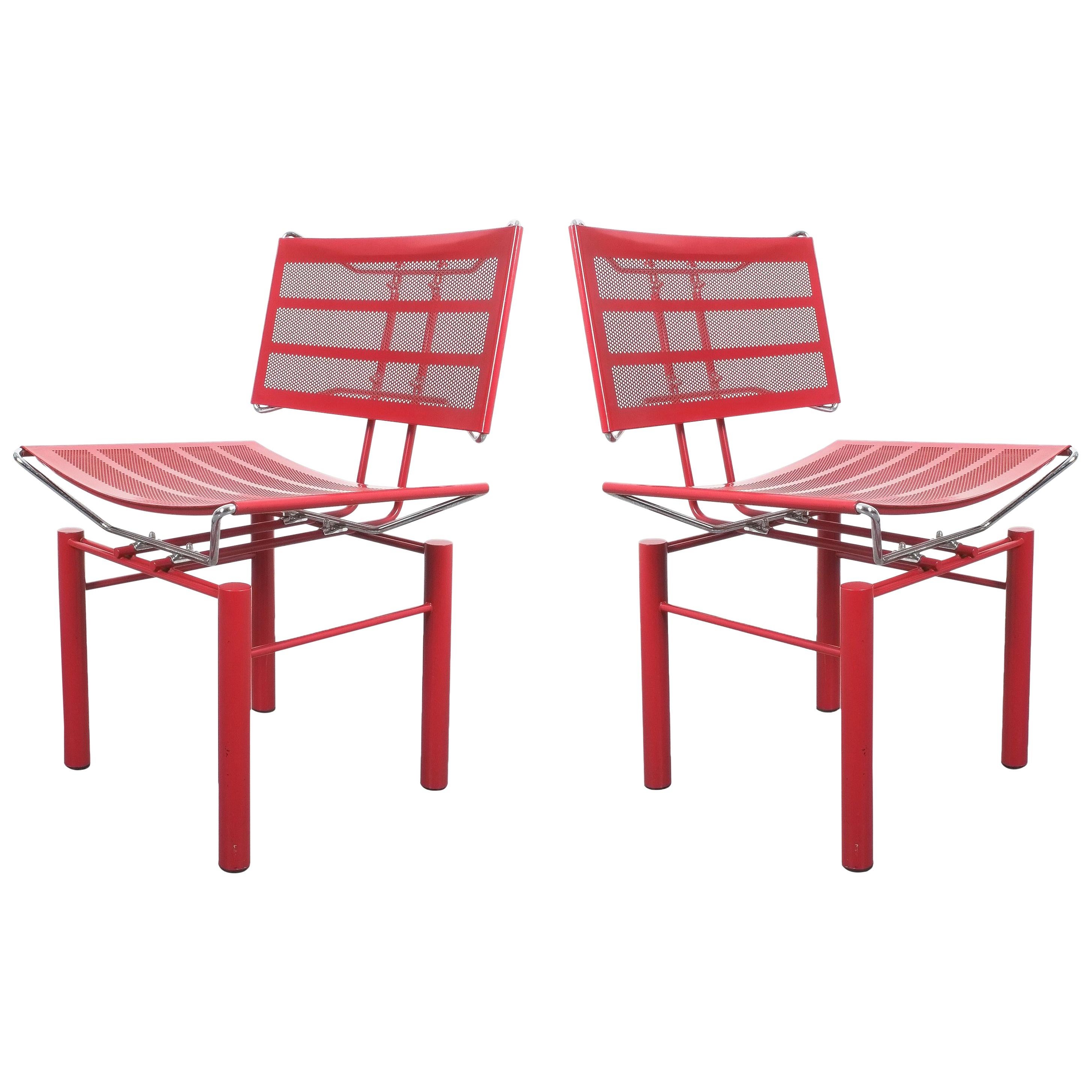 Pair of Red Hans Ullrich Bitsch Chairs Series 8600