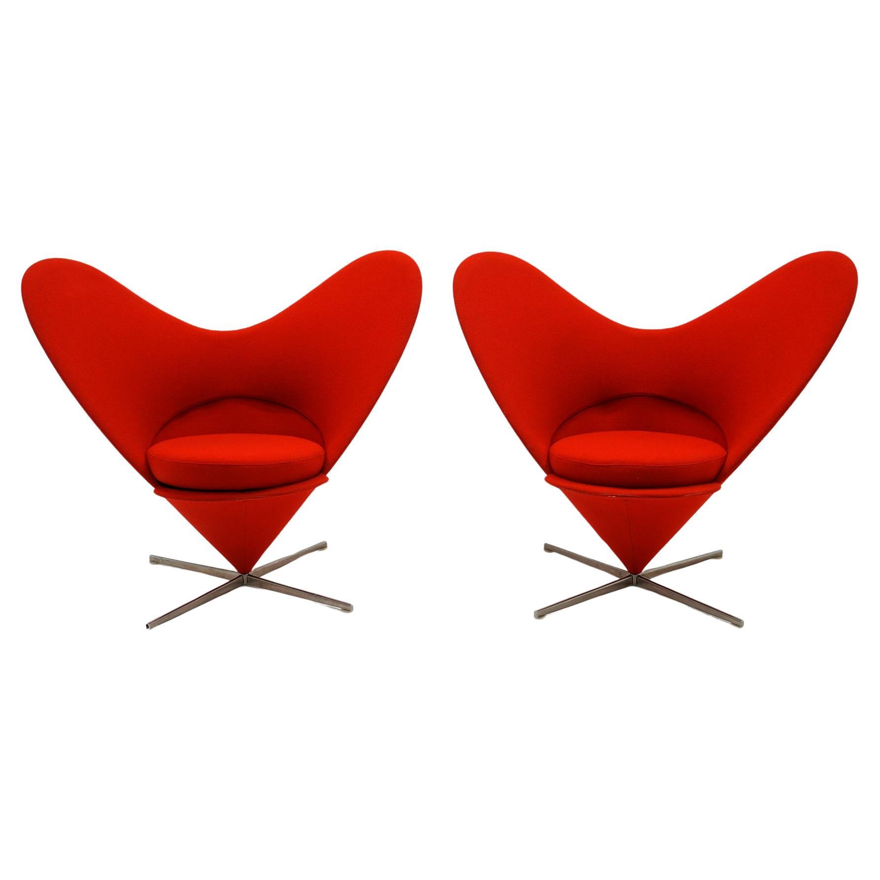 Pair of Red Heart Chairs by Verner Panton for Vitra, Great Condition.