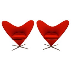 Pair of Red Heart Chairs by Verner Panton for Vitra, Great Condition.