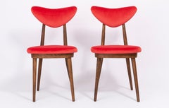 Pair of Red Heart Chairs, Poland, 1960s