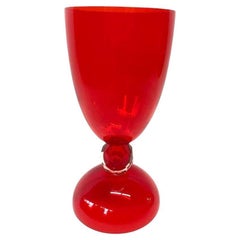 Pair of Red Italian Murano Urns