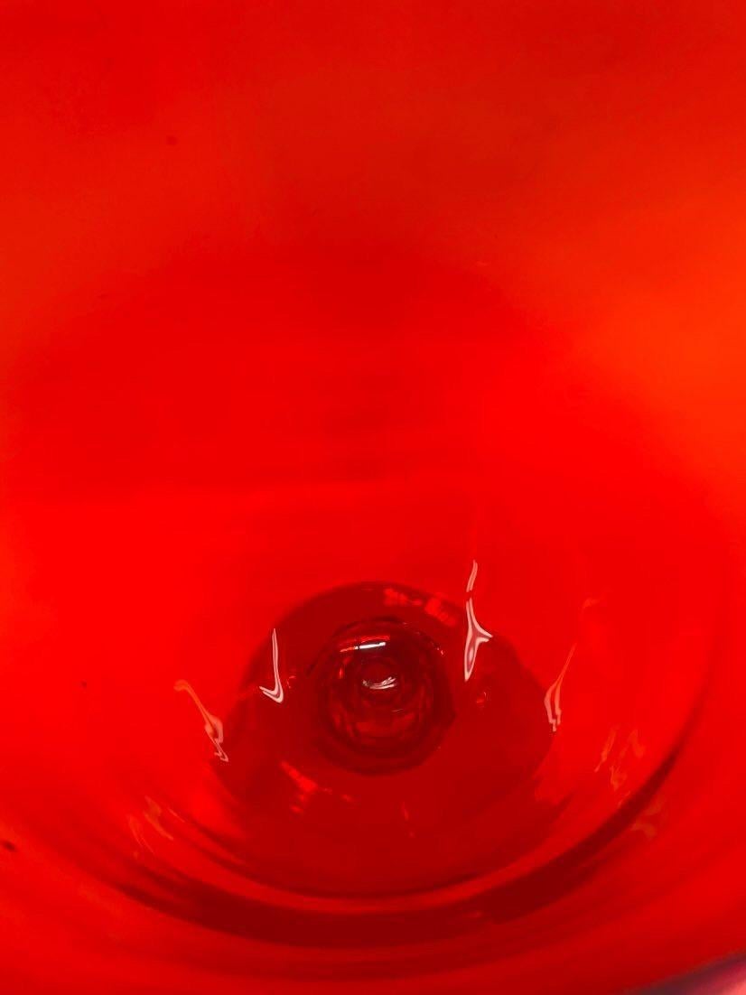 Murano Glass Pair of Red Italian Murano Urns For Sale