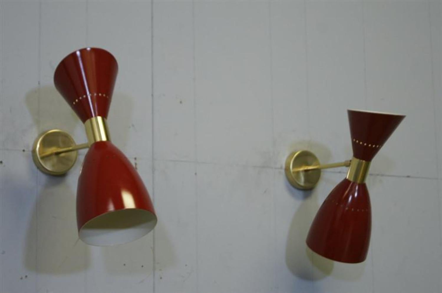 Coppia di appliques rosse italiane in vendita 3