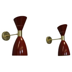 Coppia di appliques rosse italiane