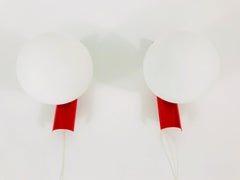 Pair of Red Kaiser Midcentury Space Age Wall Lamps, 1960s, Germany