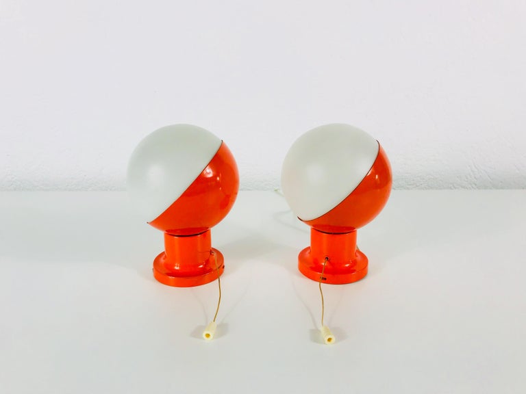 Mid-Century Modern Pair of Red Kaiser Midcentury Space Age Wall Lamps, 1960s, Germany