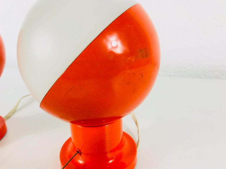 Metal Pair of Red Kaiser Midcentury Space Age Wall Lamps, 1960s, Germany