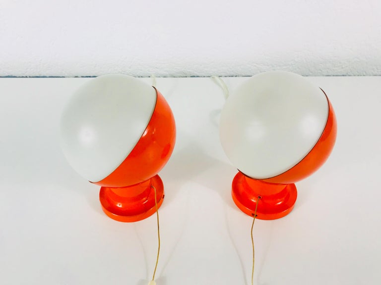 Pair of Red Kaiser Midcentury Space Age Wall Lamps, 1960s, Germany 2