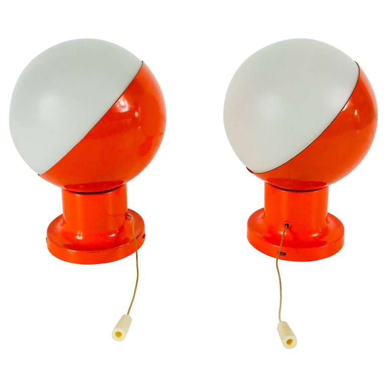 Pair of Red Kaiser Midcentury Space Age Wall Lamps, 1960s, Germany